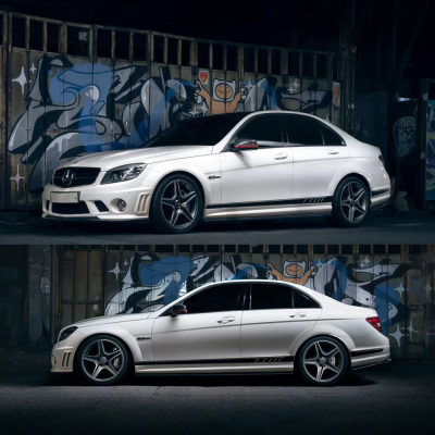 奔驰amgC级车身侧裙贴纸