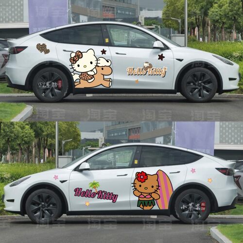 model Y车贴拉花hello kitty猫毛豆3SU7小鹏P7＋个性装饰车身贴纸
