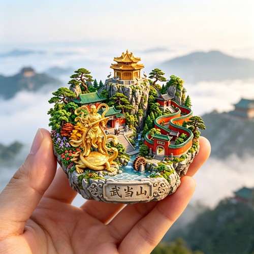 武当山浮雕新款金属冰箱贴湖北城市旅游景点纪念品磁贴送人伴手礼