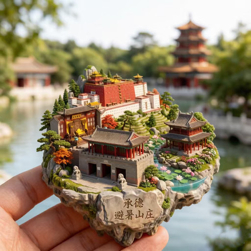承德避暑山庄浮雕新款金属冰箱贴河北旅游景点纪念品装饰磁贴礼物