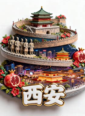 西安浮雕款金属冰箱贴陕西城市地标旅游景点文创纪念品磁贴伴手礼