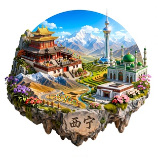 西宁浮雕新款金属冰箱贴青海塔尔寺景区文创旅游纪念品磁贴伴手礼