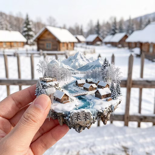 禾木雪景浮雕新款金属冰箱贴新疆城市旅游景点纪念品磁吸贴伴手礼