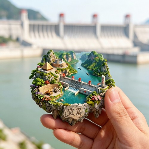 宜昌浮雕新款金属冰箱贴三峡大坝湖北城市旅游纪念品磁吸贴伴手礼