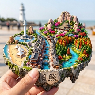 日照浮雕新款金属冰箱贴太阳岛山东城市旅游景点纪念品磁贴伴手礼