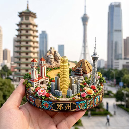 郑州浮雕新款金属冰箱贴河南旅游纪念品城市景点文创伴手礼磁力贴