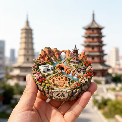 安阳浮雕款金属冰箱贴河南文创城市地标旅游纪念品收藏磁吸贴礼物
