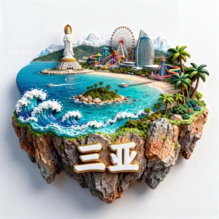 海南三亚亚特兰蒂斯新款 饰 金属浮雕文创冰箱贴旅游纪念品伴手礼装