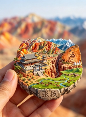 张掖浮雕新款金属冰箱贴甘肃文创城市旅游景点纪念品磁贴送人礼物