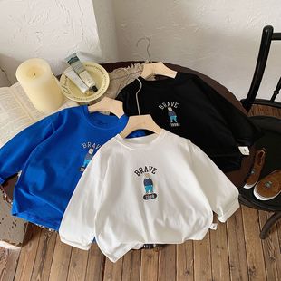 2025新款 春季 男女童宝宝卡通百搭上衣 t恤打底衫 100%纯棉儿童长袖