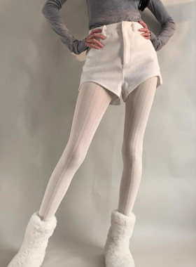 麻花麦穗打底裤袜防勾丝不掉档薄款白提花连裤袜纯欲miu系美腿袜