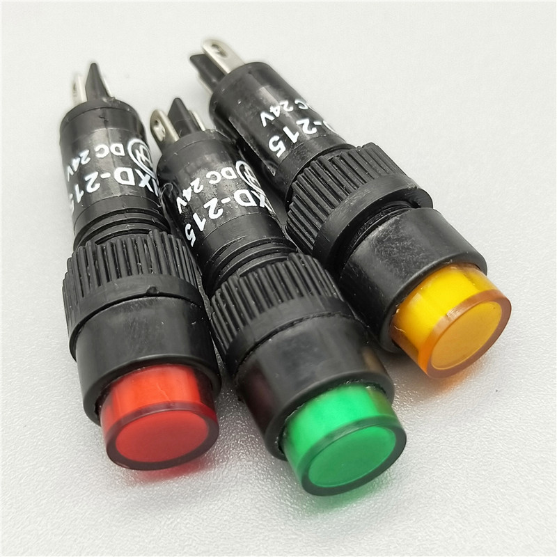10个8mm开孔NXD-215塑料电源信号指示灯红绿黄12V 24V圆形微小型