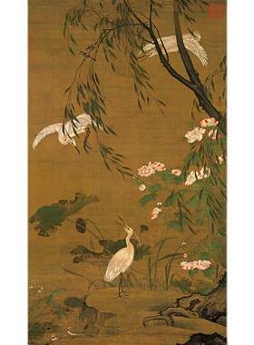 名画复制吕纪秋鹭芙蓉国画工笔重彩花鸟画艺术微喷教学临摹装饰画