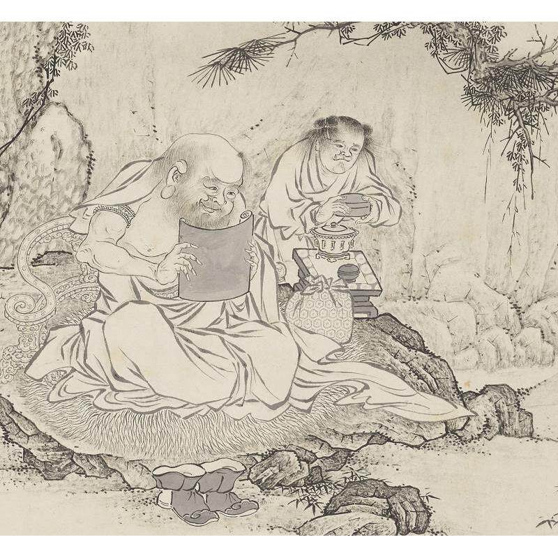 宋李公麟百佛来朝图宋朝名画古代白描人物绘画微喷复制卷轴装裱