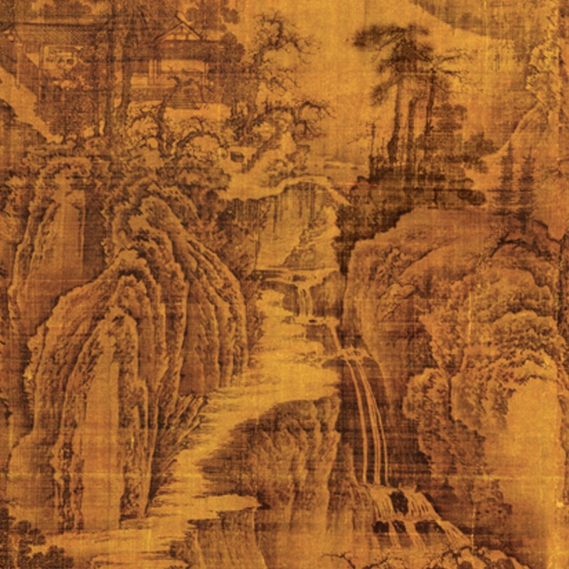 五代荆浩匡庐图轴古代仿古国画书法山水画高清复制真迹微喷装饰画