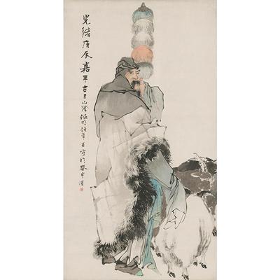 古代名画仿真复制任颐任伯年苏武牧羊图国画钉头鼠尾描艺术微喷