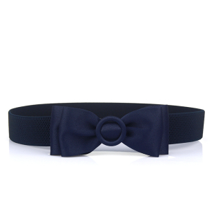 松紧弹力宽腰封甜美韩国少女连衣裙淑女手工布艺蝴蝶结腰带女黑色