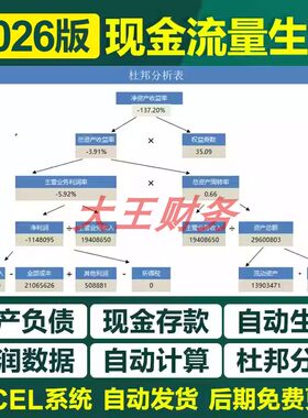 060录入资产负债公式自动生成现金流量杜邦分析Excel表格模板版