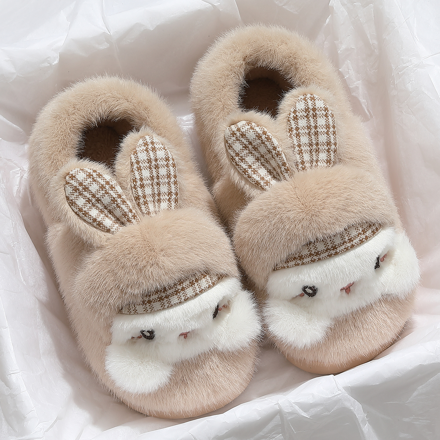 兔兔亲子包跟棉拖鞋女可外穿