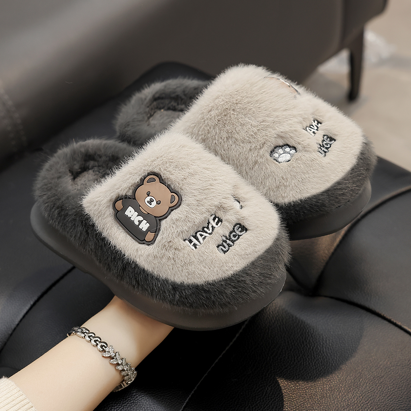 棉拖鞋男童秋冬季2025新款厚底