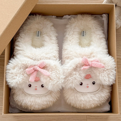 蝴蝶结小可爱棉拖鞋情侣家居