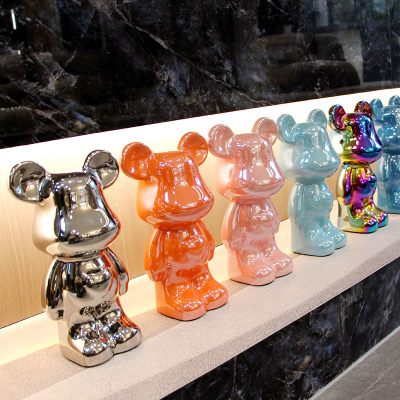 景德镇陶瓷暴力熊摆件客厅轻奢高档家居电视柜酒柜新家网红装饰品