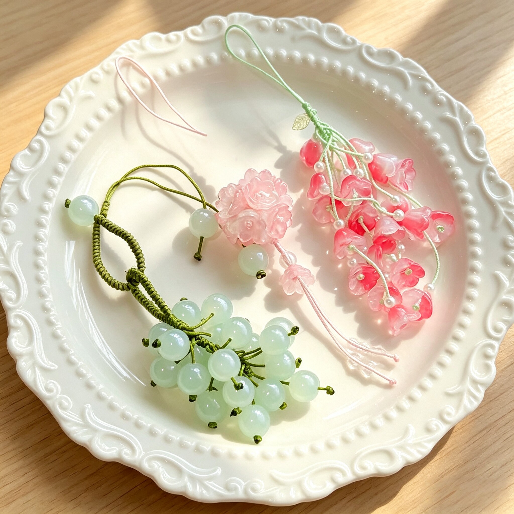 变色青提葡萄铃兰花绣球手机挂件钥匙扣包包相机挂饰简约轻奢图片