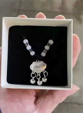 2026年新款长命锁项链女出入平安宝宝银色镀金吊坠铃铛平安富贵