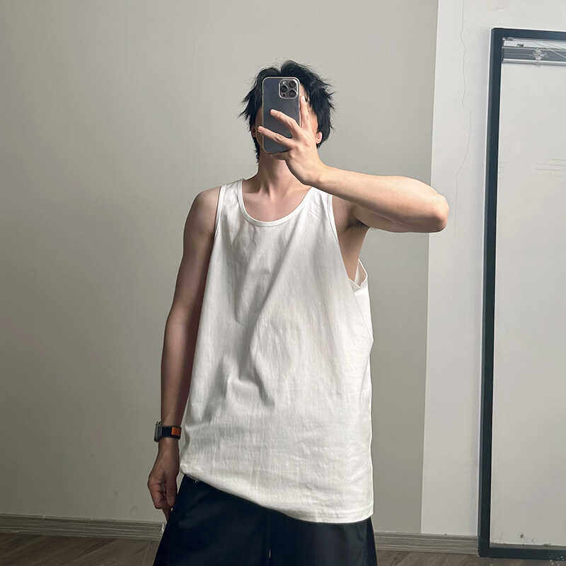 PGUP 夏季美式简约纯棉坎肩无袖背心男潮流痞帅百搭宽松休闲背心