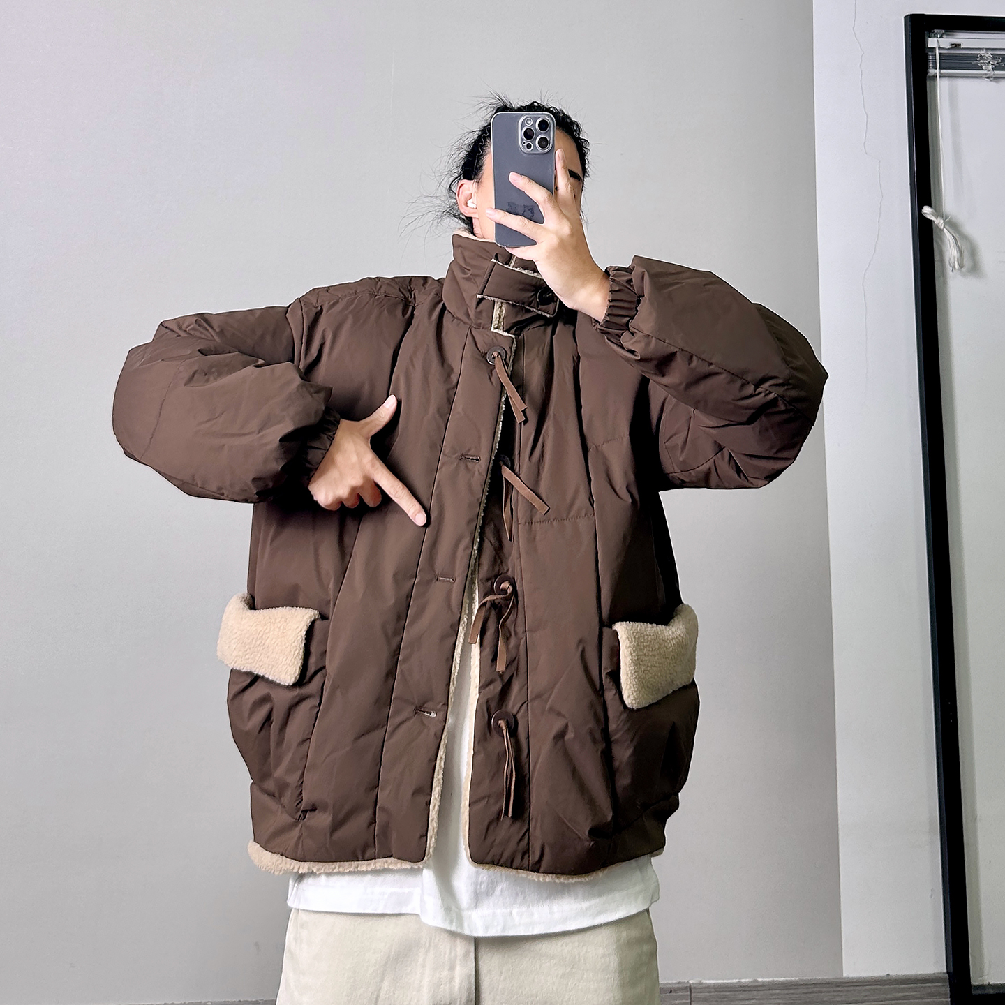 PGUP STUDIO 12月14日8:00上新 90白鸭绒羊羔毛拼接羽绒服