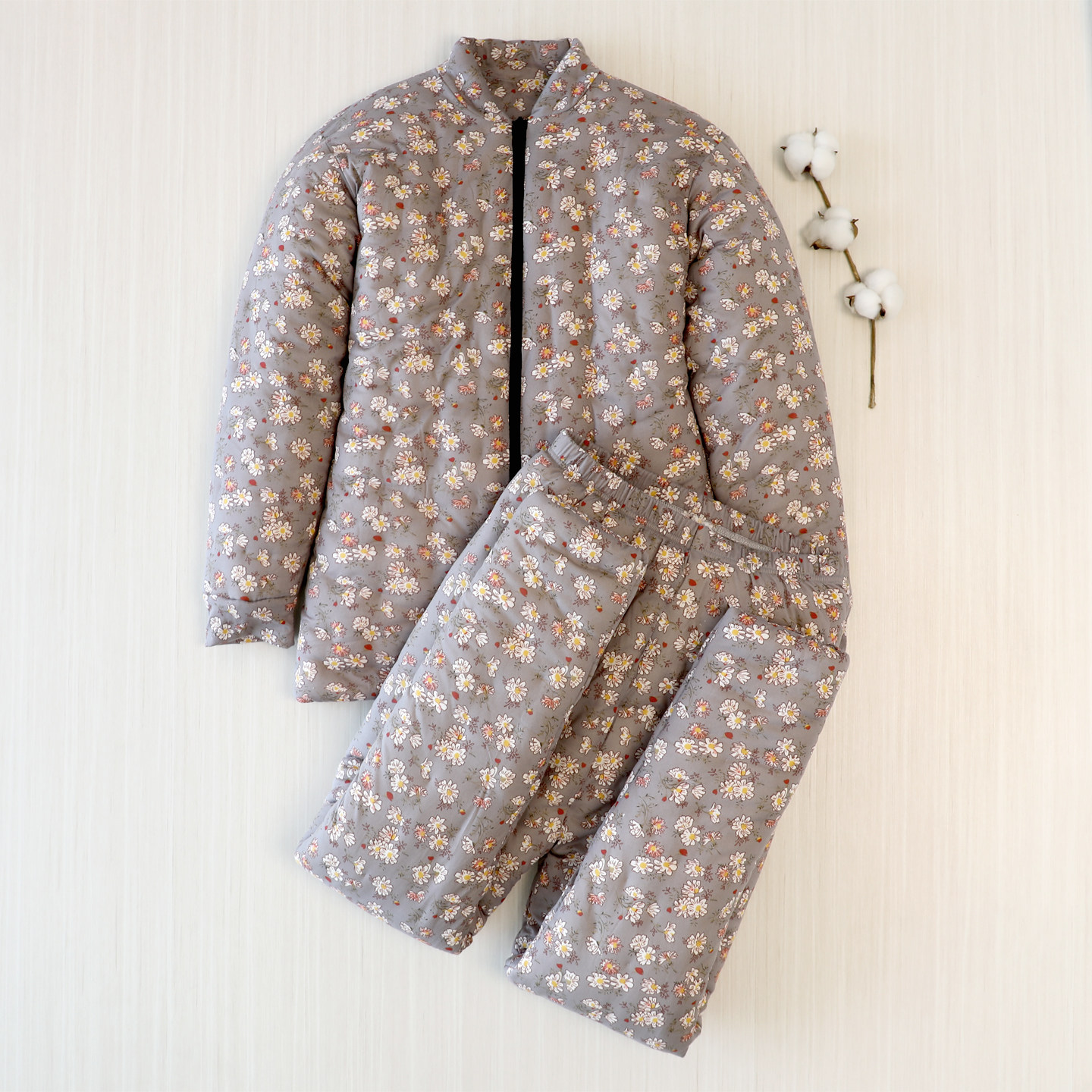 手工纯棉花棉衣冬季加厚奶奶保暖套装中老年女士棉服棉裤高腰棉裤