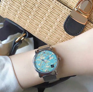 梵高VAN GOGH手表腕表油画女款真皮石英表向日葵凡高盛开的杏树