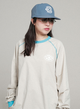 HKWORKSHOP长袖T恤骑行春秋薄款宽松百搭圆领插肩速干防晒运动衫