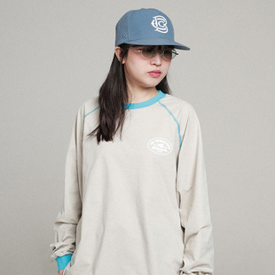 HKWORKSHOP长袖T恤骑行春秋薄款宽松百搭圆领插肩速干防晒运动衫