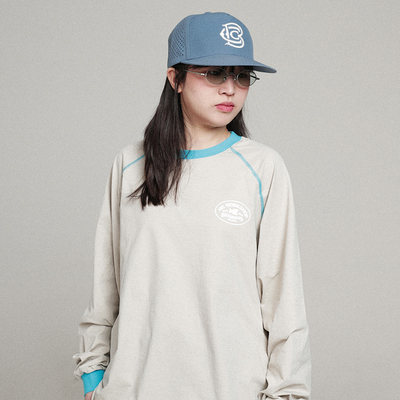 HKWORKSHOP长袖T恤骑行春秋薄款宽松百搭圆领插肩速干防晒运动衫