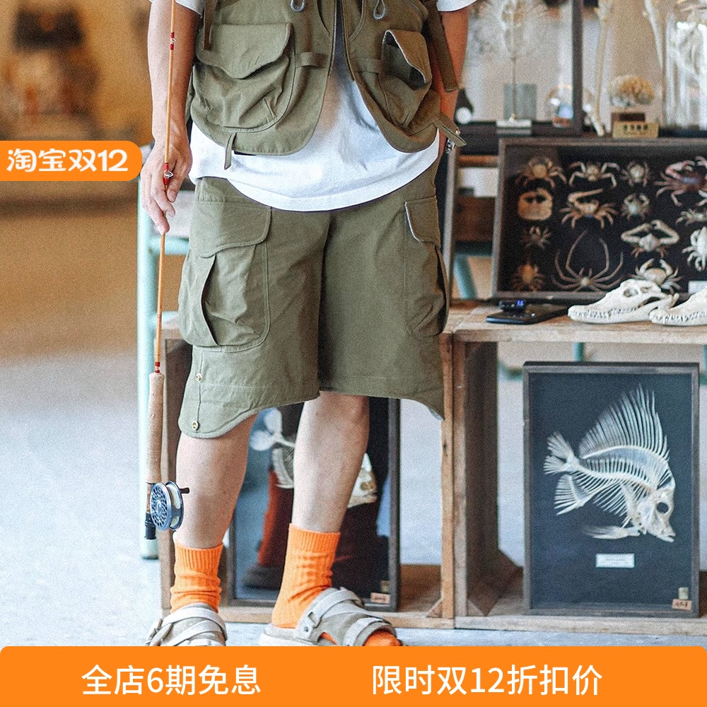 HK WORKSHOP新品复古户外短裤拼接设计机能露营宽松工装风