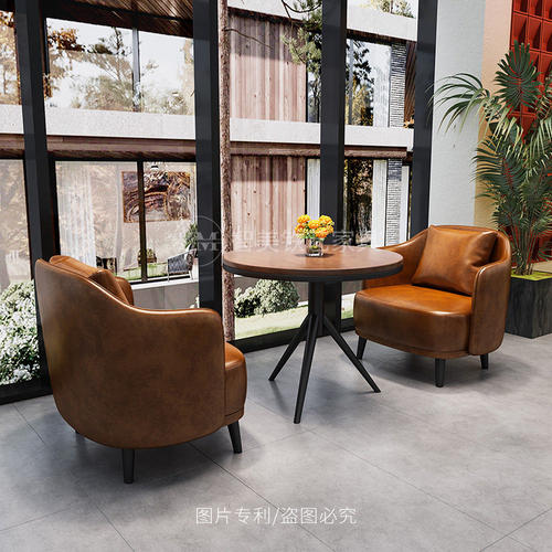 网红酒馆咖啡店圆桌西餐厅茶楼卡座烧烤火锅商用休闲接待沙发桌椅