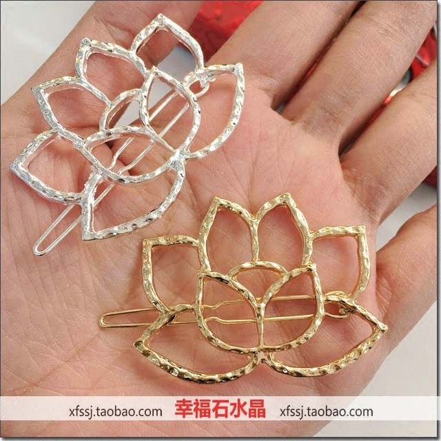 荷花 diy饰品配件莲花造型发夹时尚花朵发饰新娘头饰古风手工材料