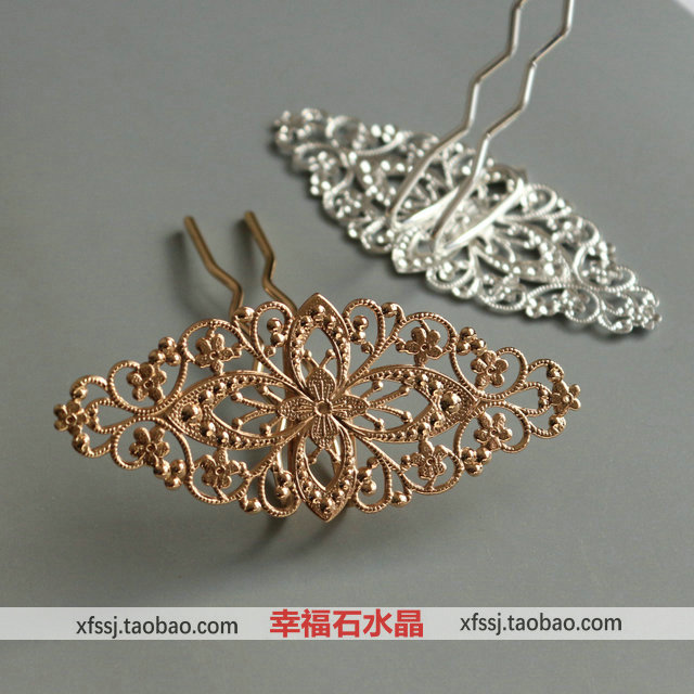 diy纯铜手工底座发钗花片