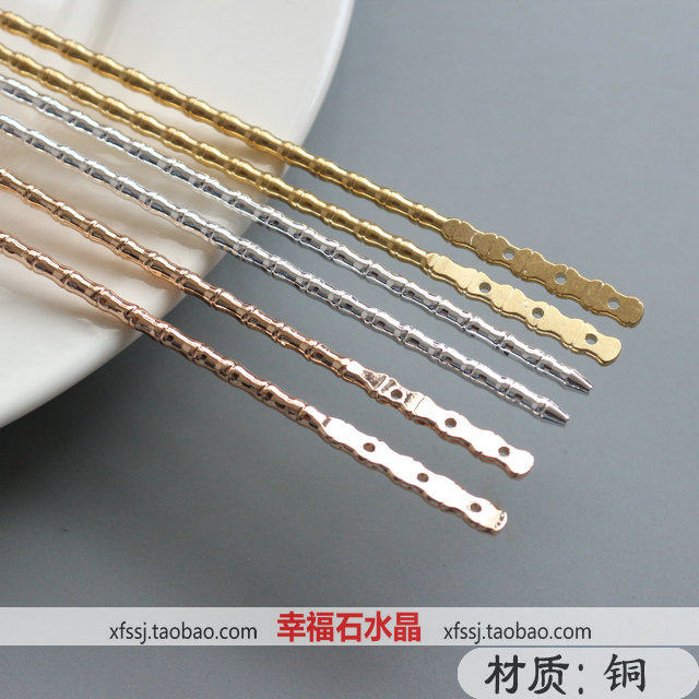 保色铜镀金 竹节发簪 刻纹簪棍 diy古风簪子头饰首饰配件手工材料