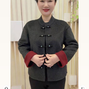 26年春节新款短款宽松女上衣时尚百搭休闲双面呢拼色感到女外套