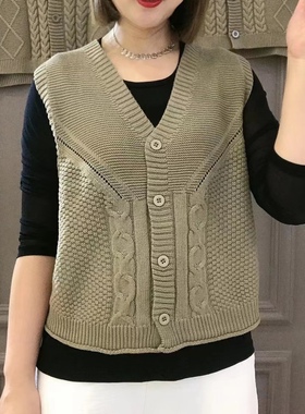 23棉春秋原单外贸时尚针织马甲遮肚马夹显瘦女款休闲高档百搭叠穿