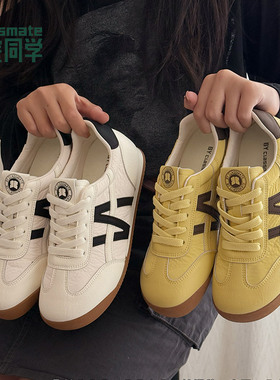 北院同学黄色德训鞋女2025新款秋季爆款百搭阿甘鞋子运动休闲板鞋