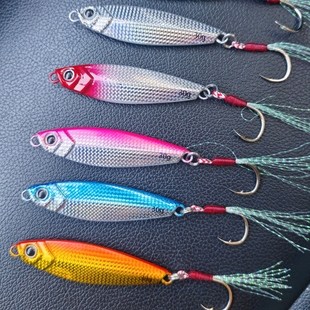 10只装 路亚铁板单钩飘落型20克假饵加强钩海边河水库钓翘嘴鲈鱼