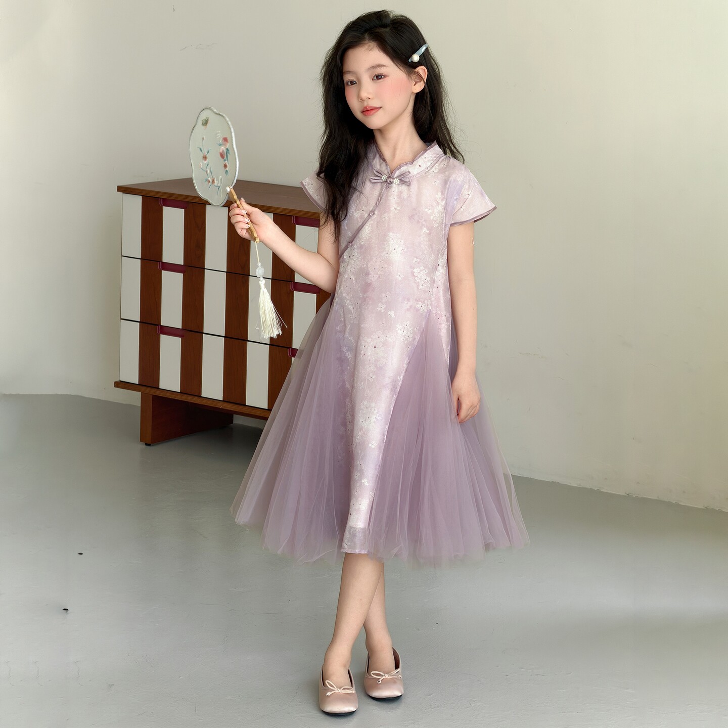 女童连衣裙夏季薄款2026新款新中式国风儿童裙子女孩旗袍短袖纱裙