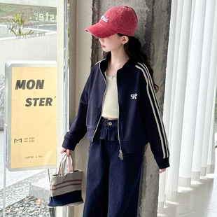 女童外套2026新款春装儿童上衣青少年女孩立领夹克衫春秋季中大童