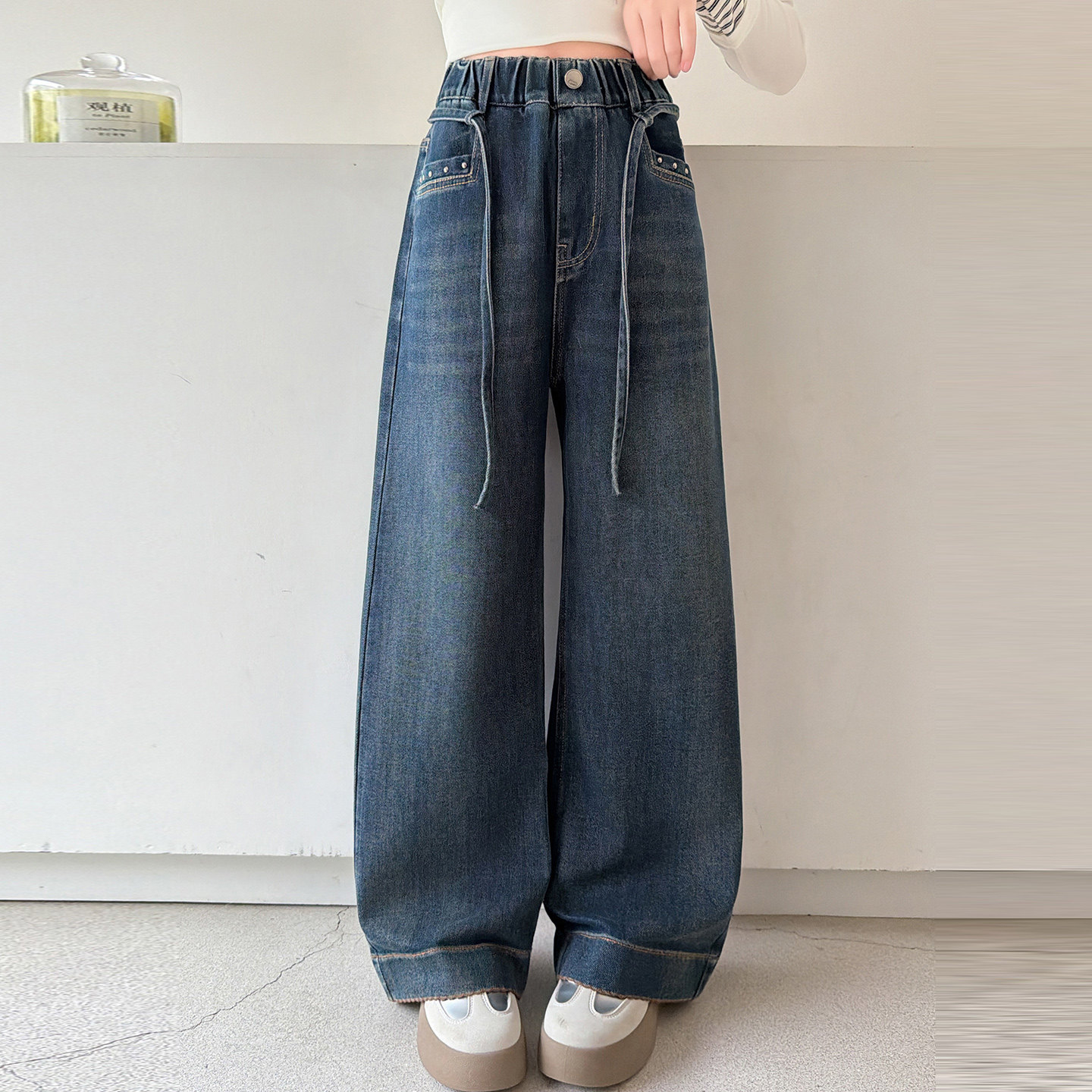 儿童裤子女童牛仔裤2026新款秋装单裤女大童阔腿裤初中生女孩长裤