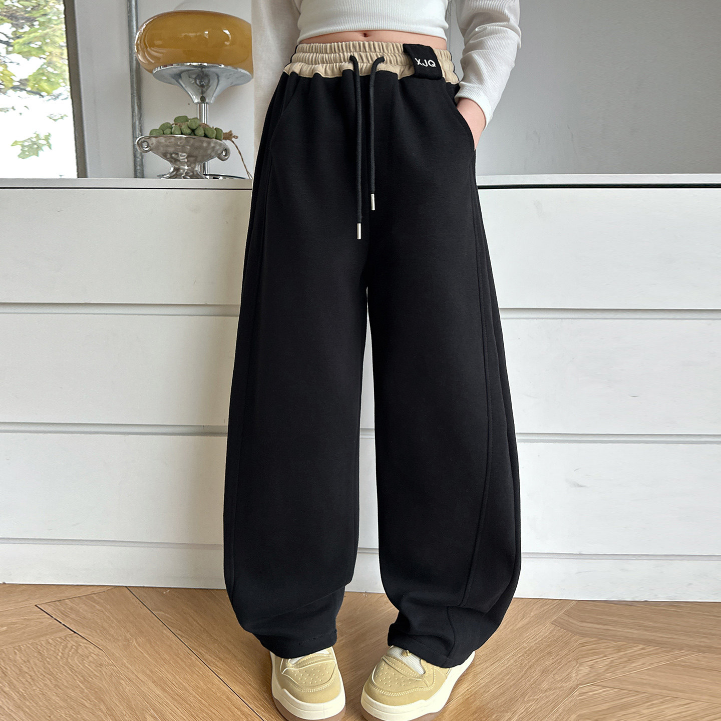 女童裤子春季儿童卫裤女孩弯刀休闲裤春秋2026新款春装中大童黑色,童装/婴儿装/亲子装,裤子,淘宝优惠券,粉丝福利购,淘宝优惠卷