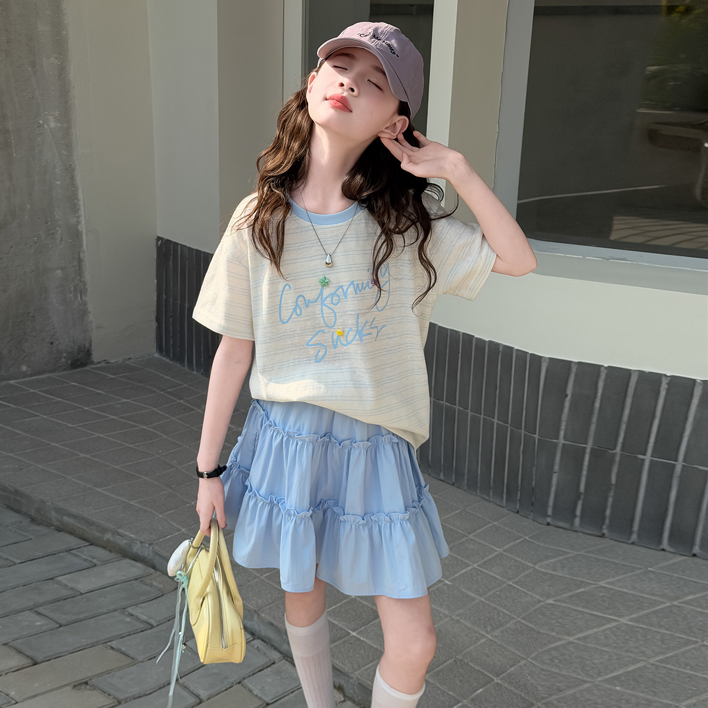 女童夏套装2026新款夏季儿童衣服小女孩短袖T恤裙子两件套中大童