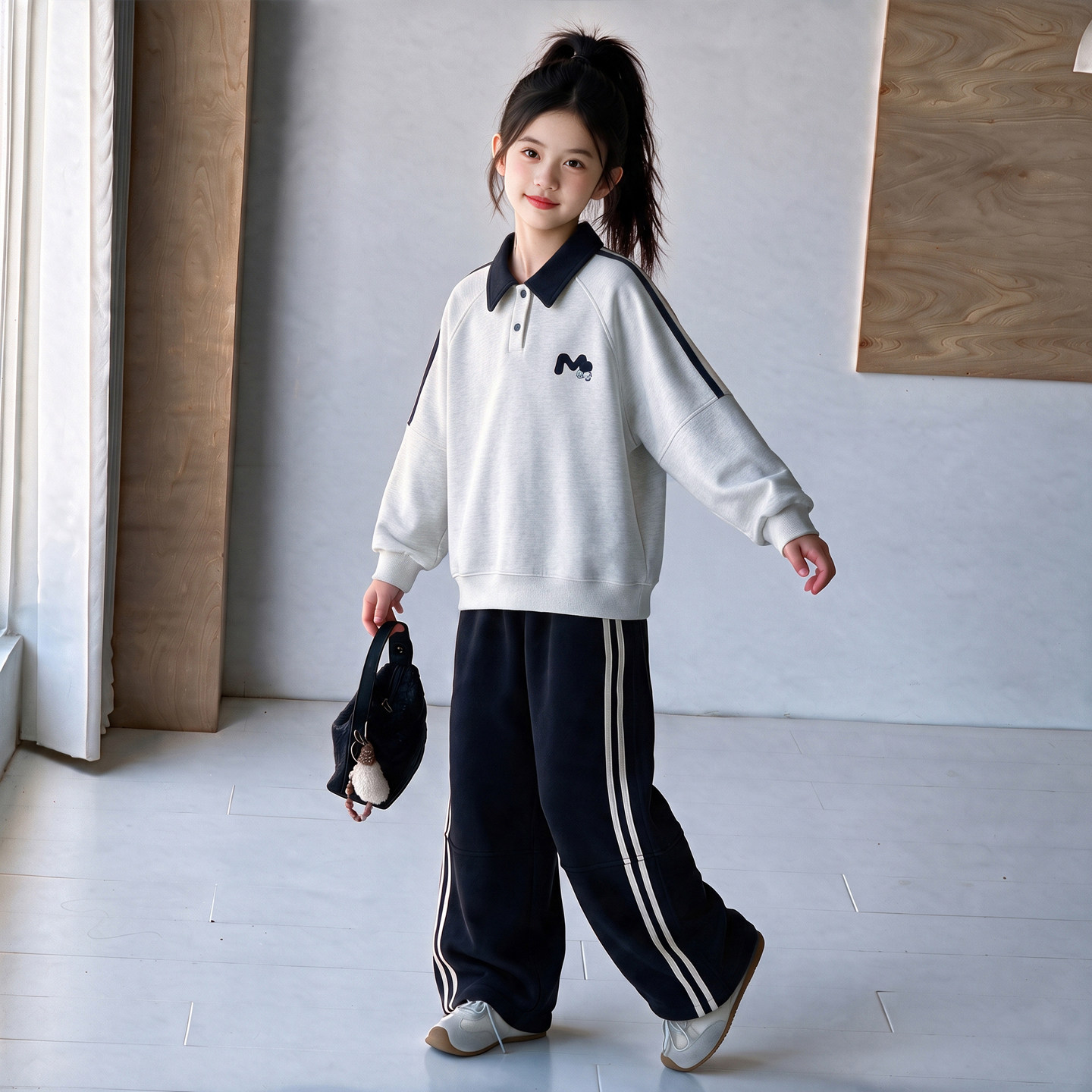 女童运动套装2026新款春秋季儿童衣服女孩POLO衫卫衣两件套中大童